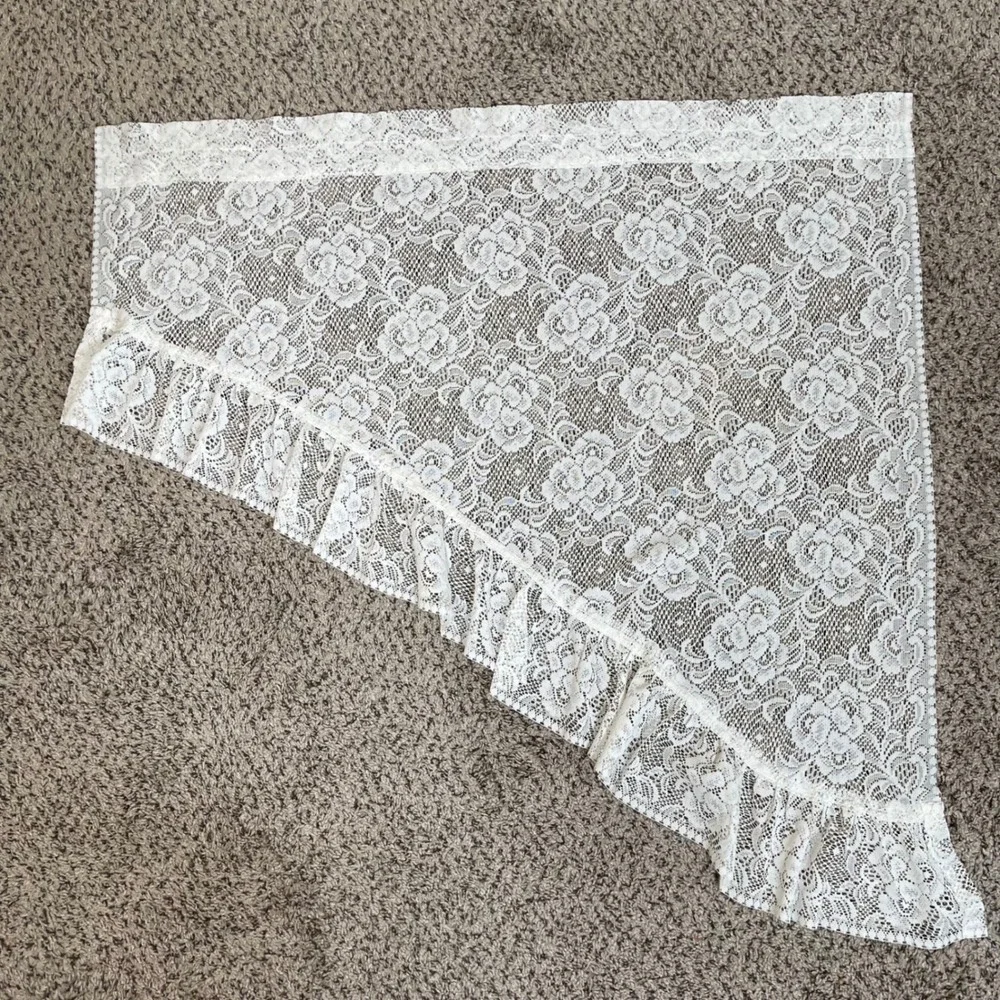 Vintage Lace Floral Rose Window Valance Curtains White Ruffled Sheer Cottage
